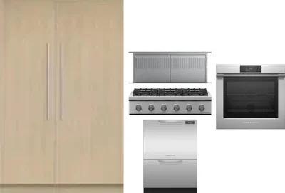 6 Piece Package Includes Refrigerator, Freezer, Cooktop, Wall Oven, Hood And Dishwasher